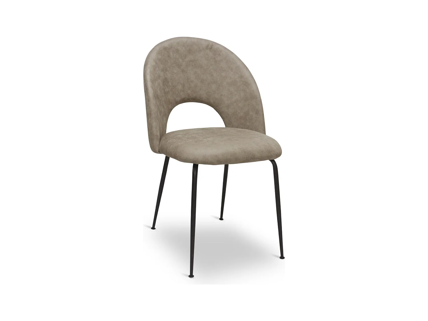 Chaise de salle à manger Paola en microfibre nubuck gris tourterelle avec pieds en métal noir