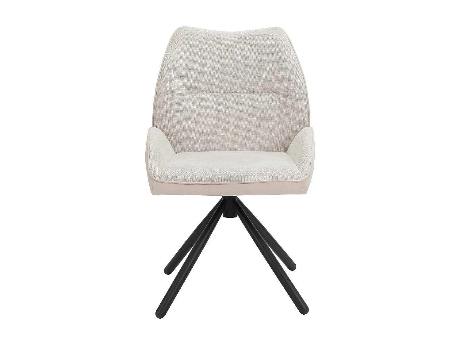 Tilde | Chaise de salle à manger en tissu crème avec pieds en métal noir - Lot de 2