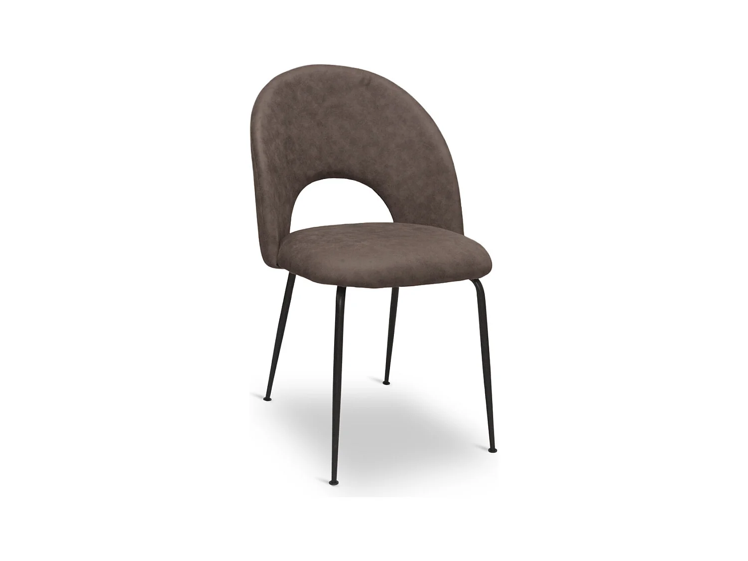 Chaise de salle à manger Paola en microfibre nubuck marron avec pieds en métal noir