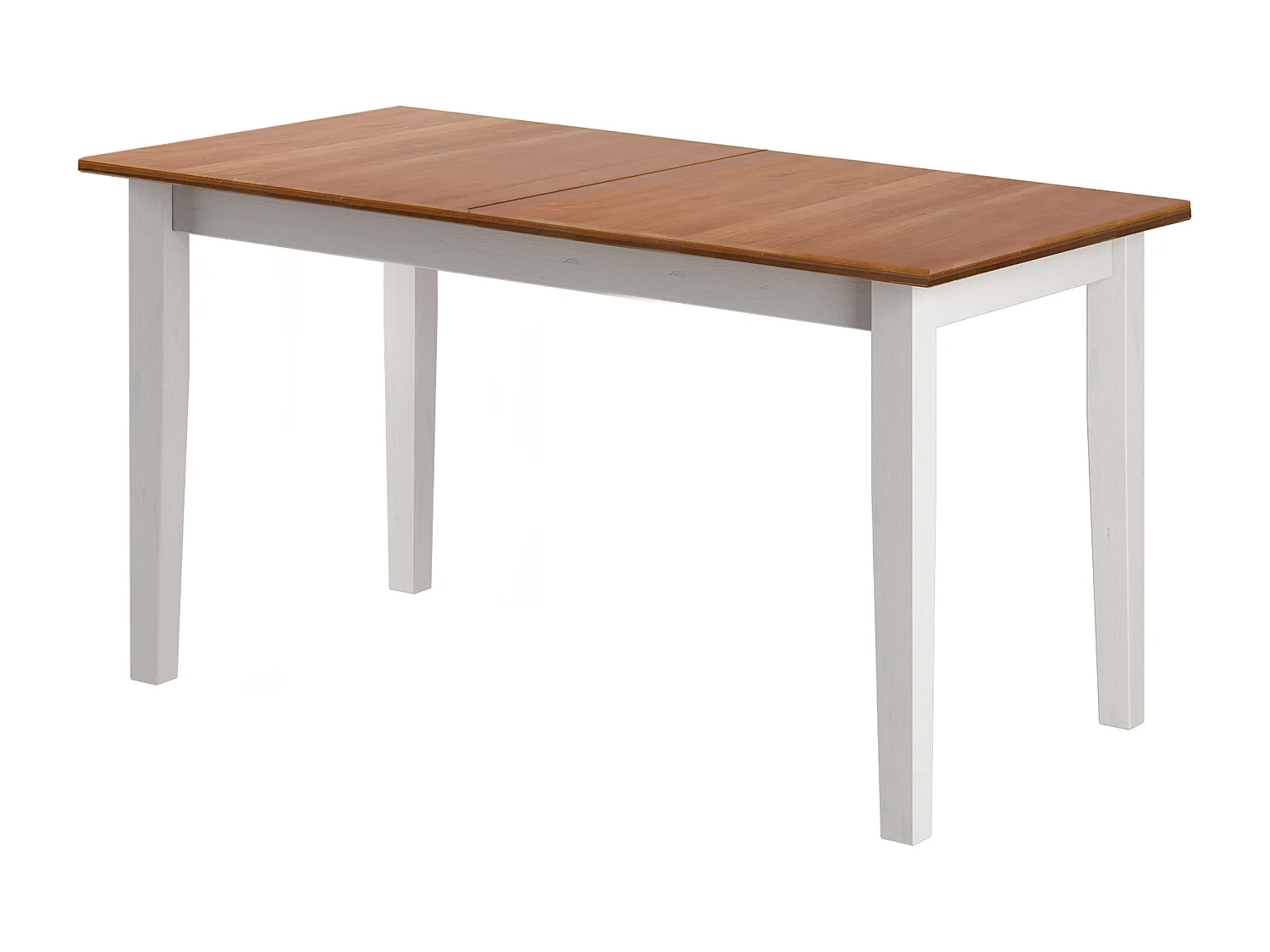 DAKOTA | Table à manger 160x80 6 à 10 places avec rallonge en pin teinté cire/blanc