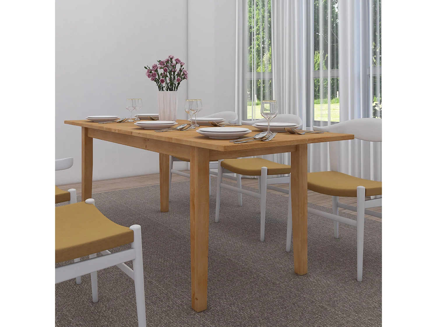 DAKOTA-Tafel 160x80 cm Gebeitst Was