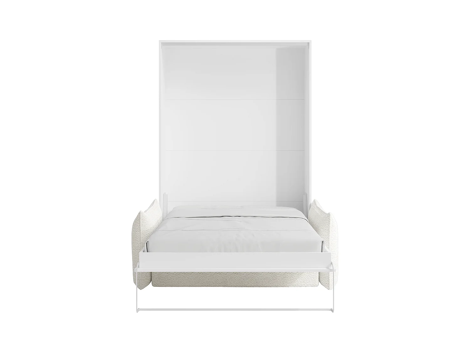 Infällbar säng 140 x 200 cm - Manuell vertikal öppning - Vit + Soffa - BEGANIO