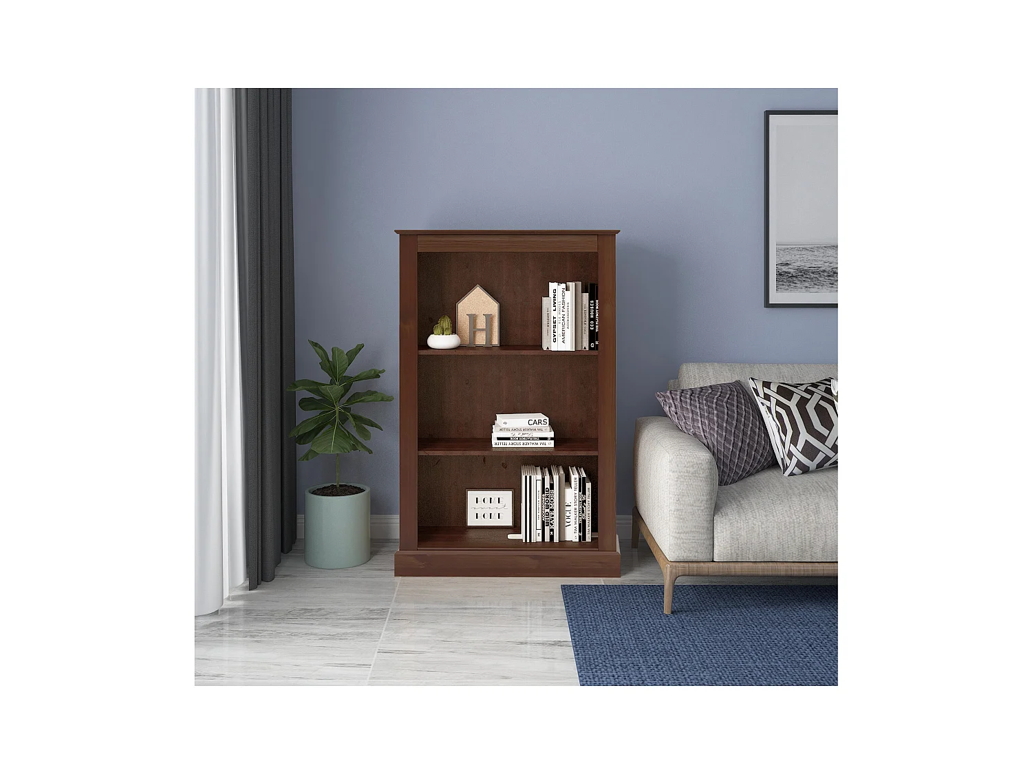 Mille | Bibliothèque avec 2 étagères en sapin blanc