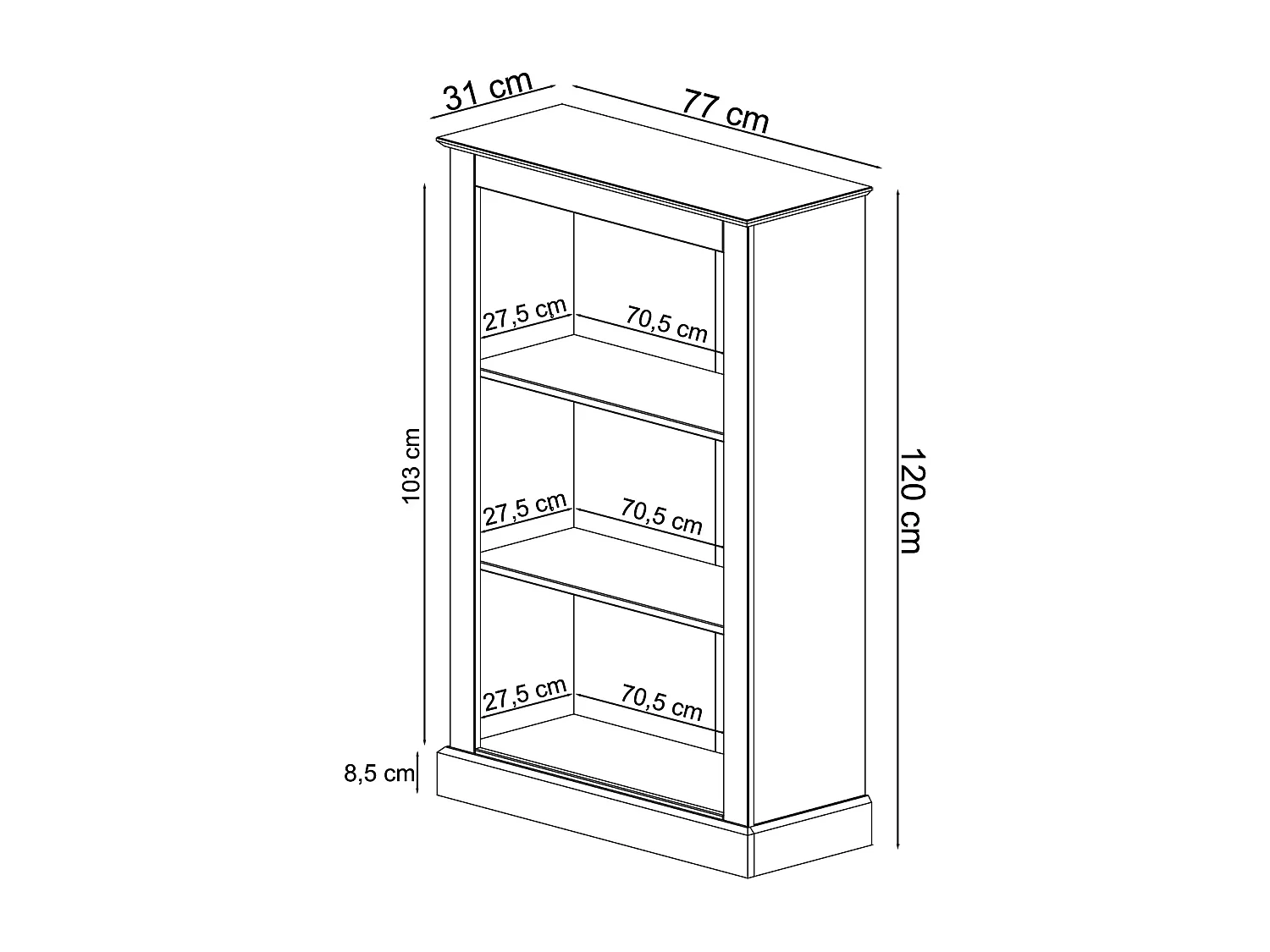 Mille | Bibliothèque avec 2 étagères en pin nature