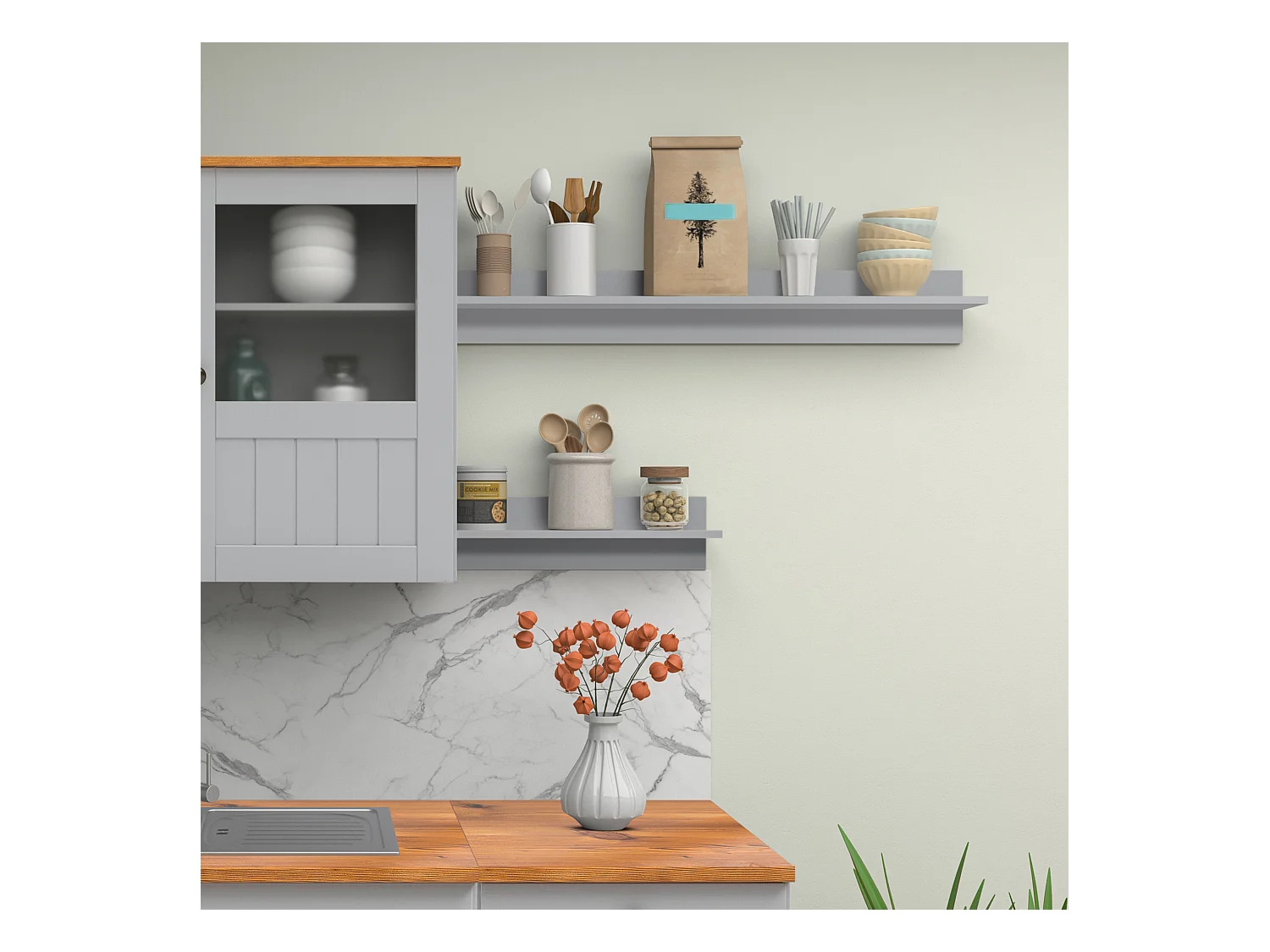 Alby II | Kichen plank 50x14x14 cm in grenen grijs