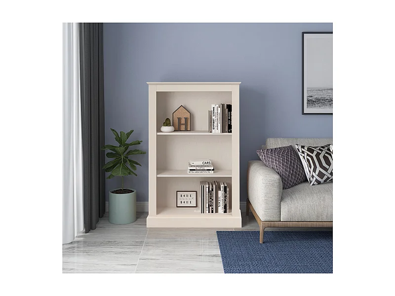 Mille | Librería con 2 estantes en blanco pino