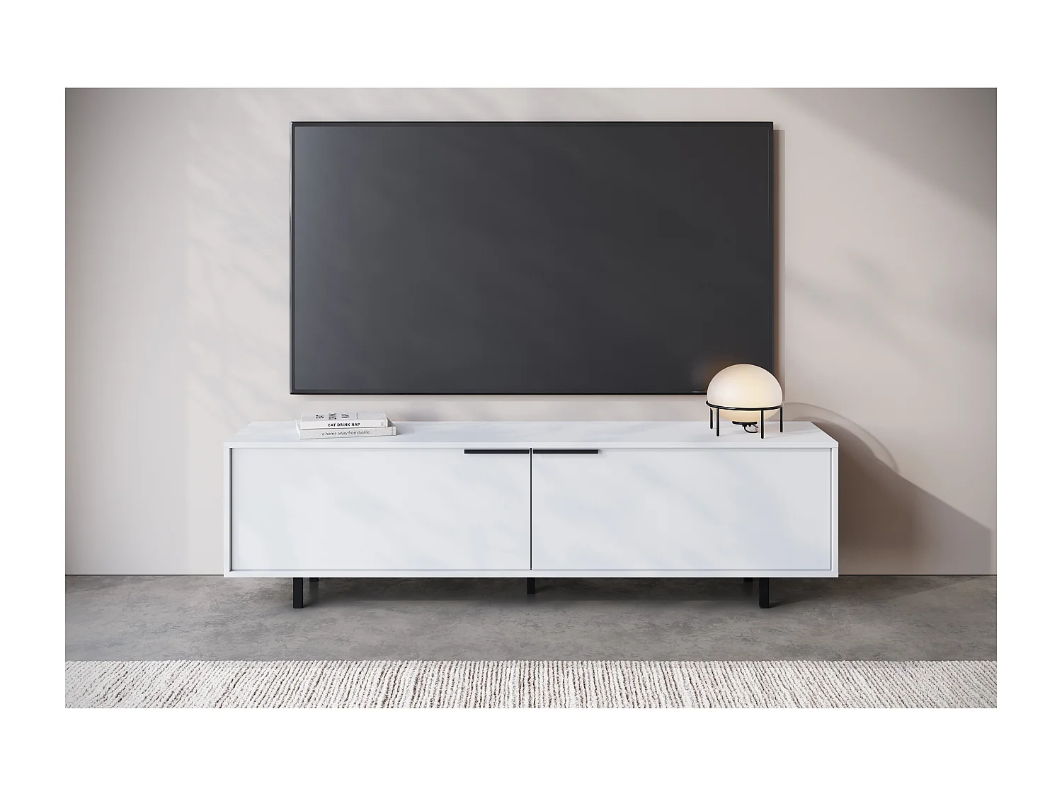 Alberto | Meuble TV avec 2 portes à rabat en blanc