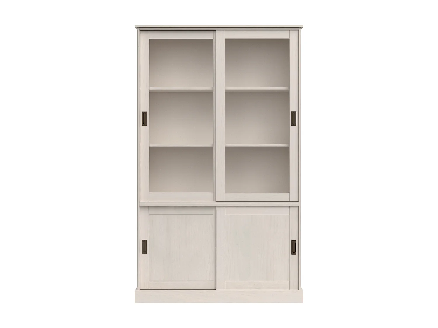 Harry | Vitrina con 2 puertas de madera y 2 puertas de cristal en blanco pino