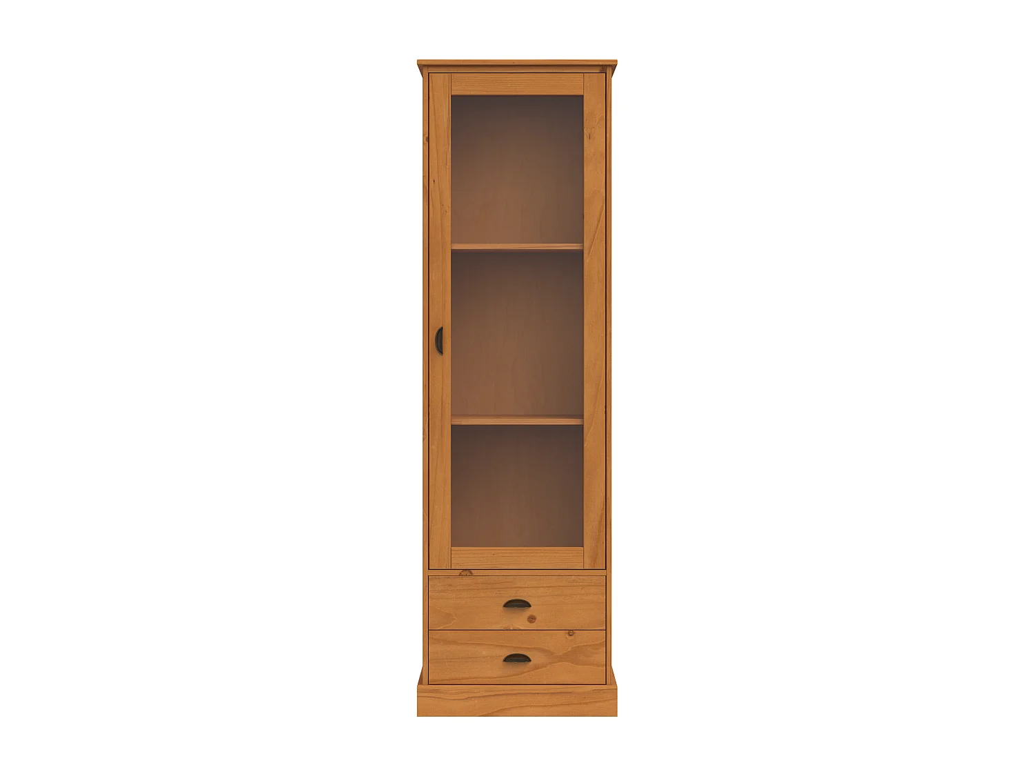 Harry | Vitrine avec 1 porte vitrée et 2 tiroirs en pin