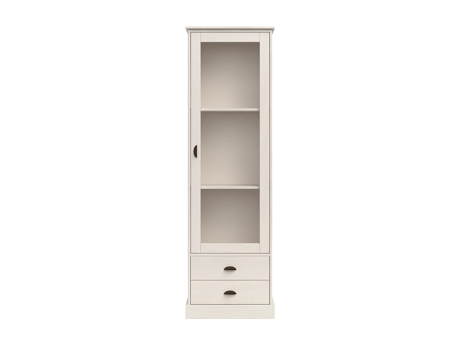 Harry | Showcase with 1 glass door and 2 drawers in pine white