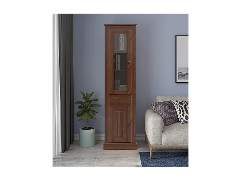 Mille | Vitrine avec portes et tiroir en blanc sapin