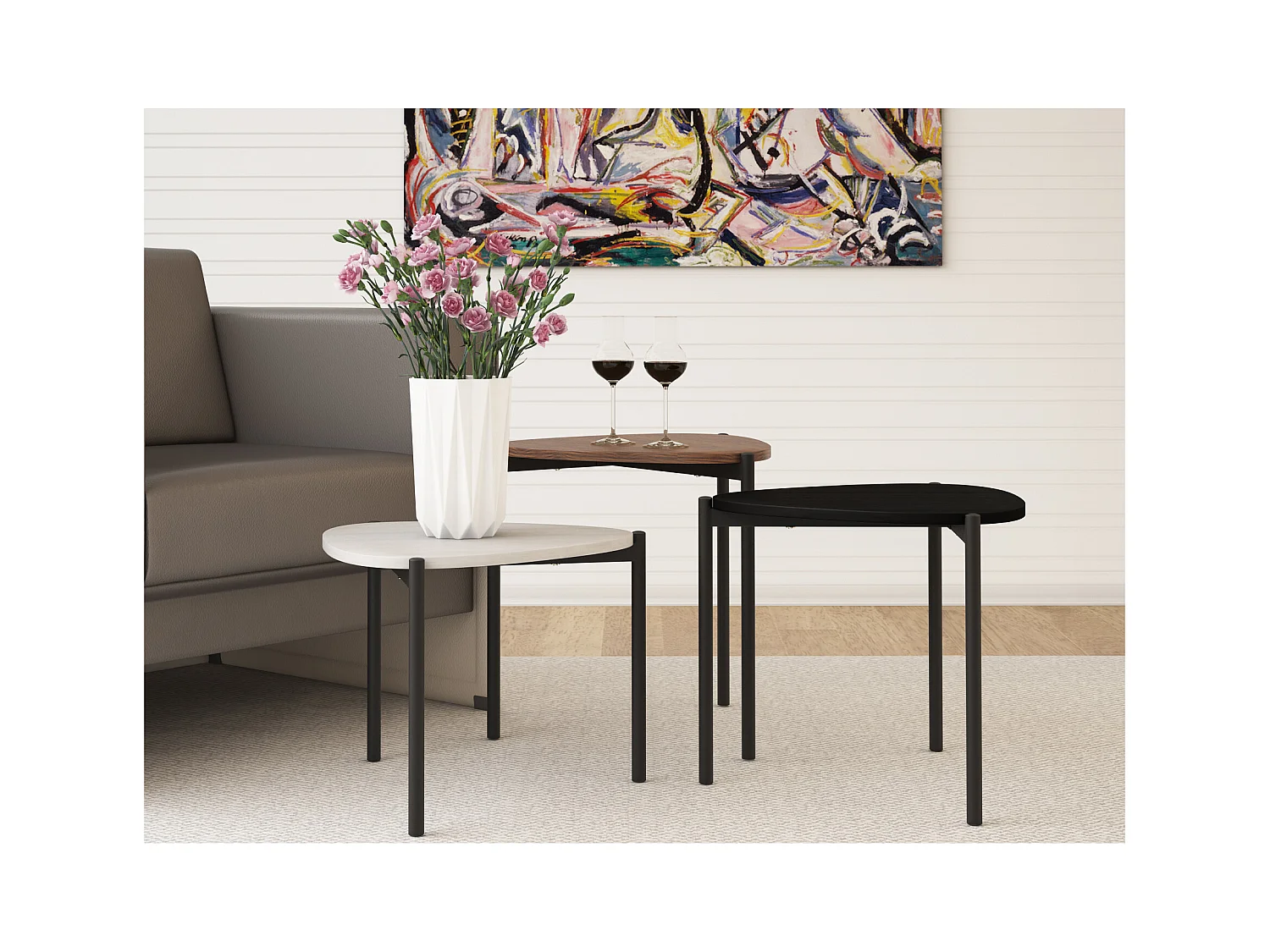 Alek | Tavolino da caffè Set di 3 in multicolore