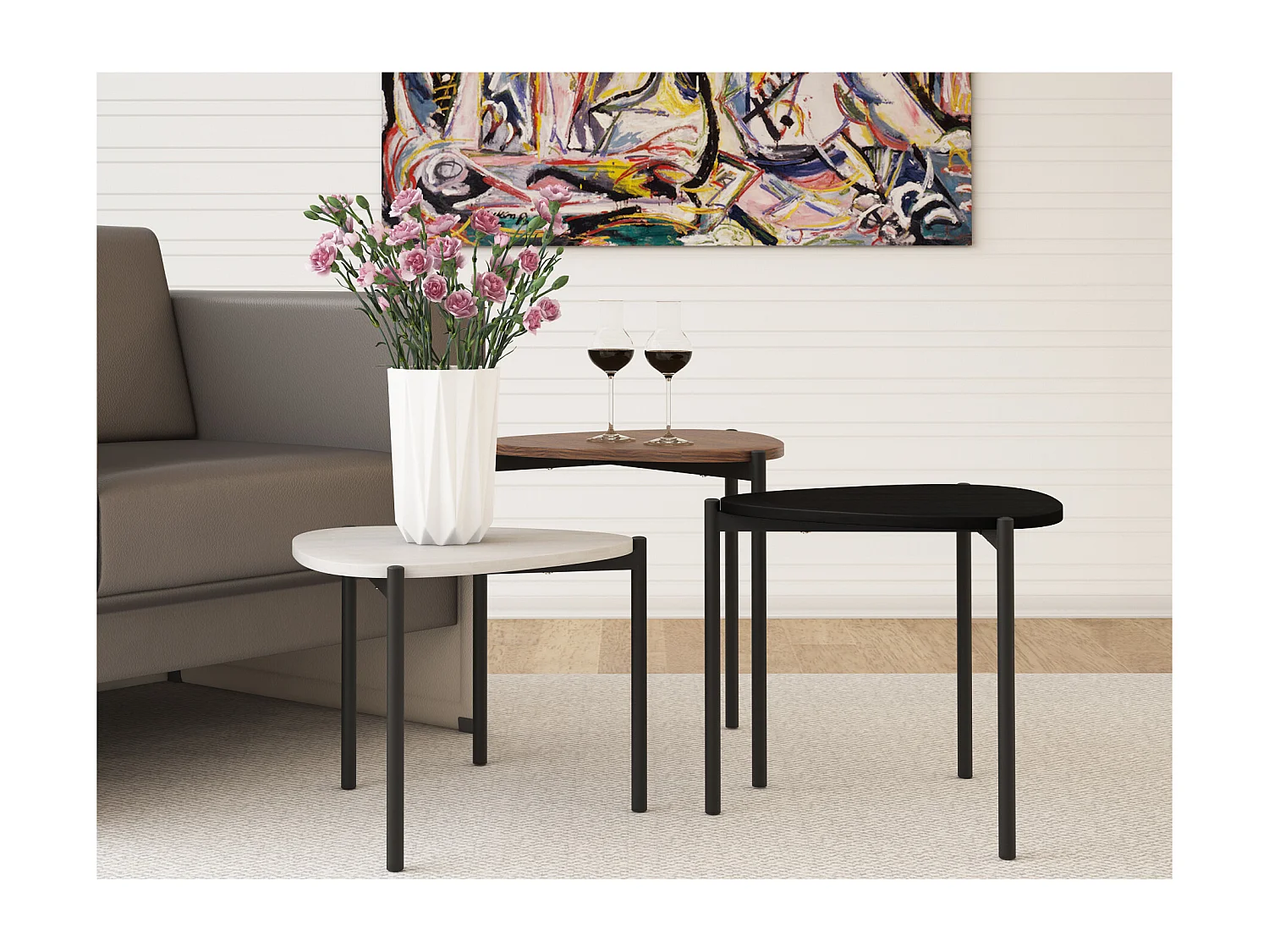 Alek | Set de table basse de 3 en multicolore
