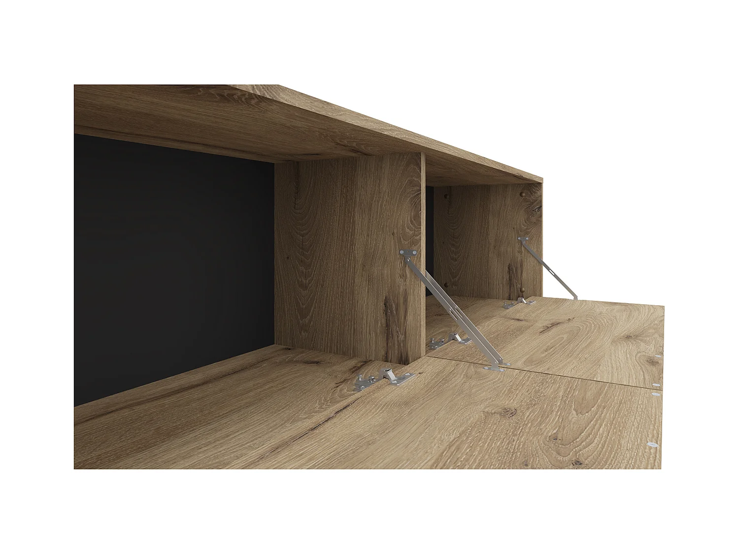 Alberto | Meuble TV 150cm avec 2 portes à rabat aspect chêne