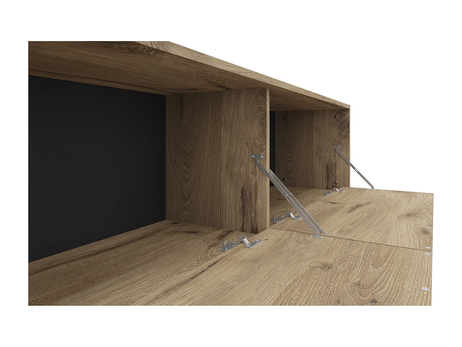 Alberto | Meuble TV 150cm avec 2 portes à rabat aspect chêne