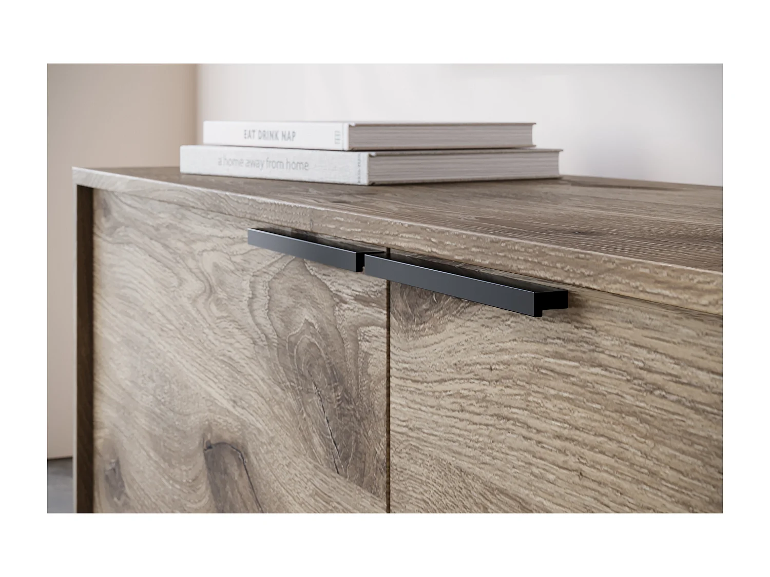 Alberto-TV-meubel 150cm met 2 klepdeuren in Eiken look