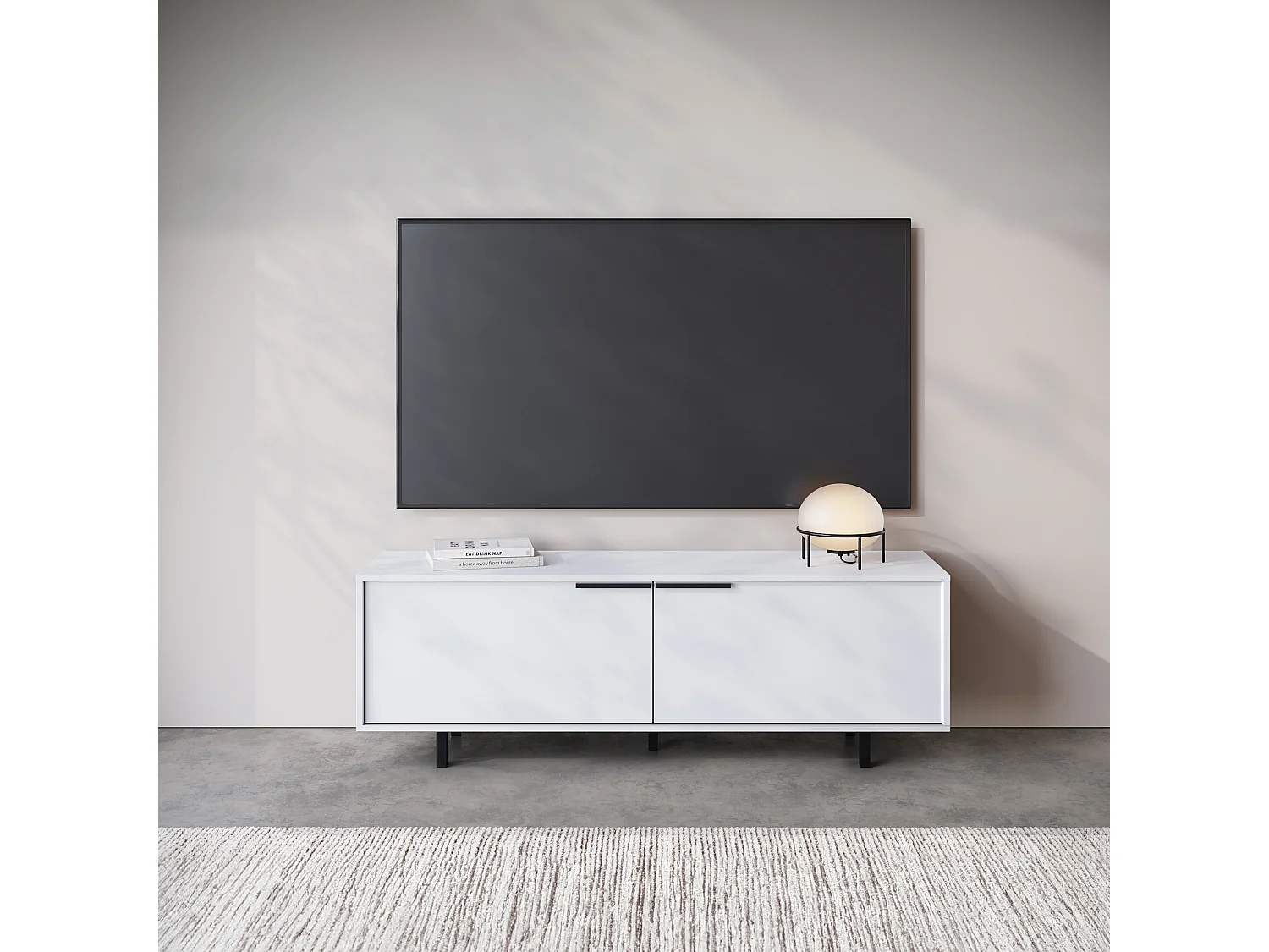 Alberto | Mueble TV 150cm con 2 puertas abatibles en blanco