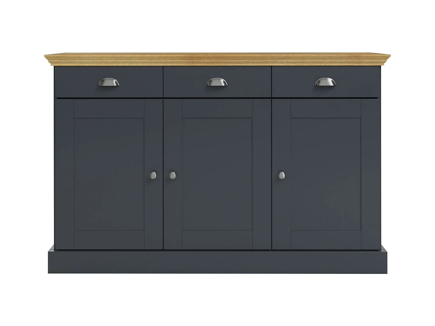 Motala | Buffet à 3 portes / 3 tiroirs en chêne aspect anthracite