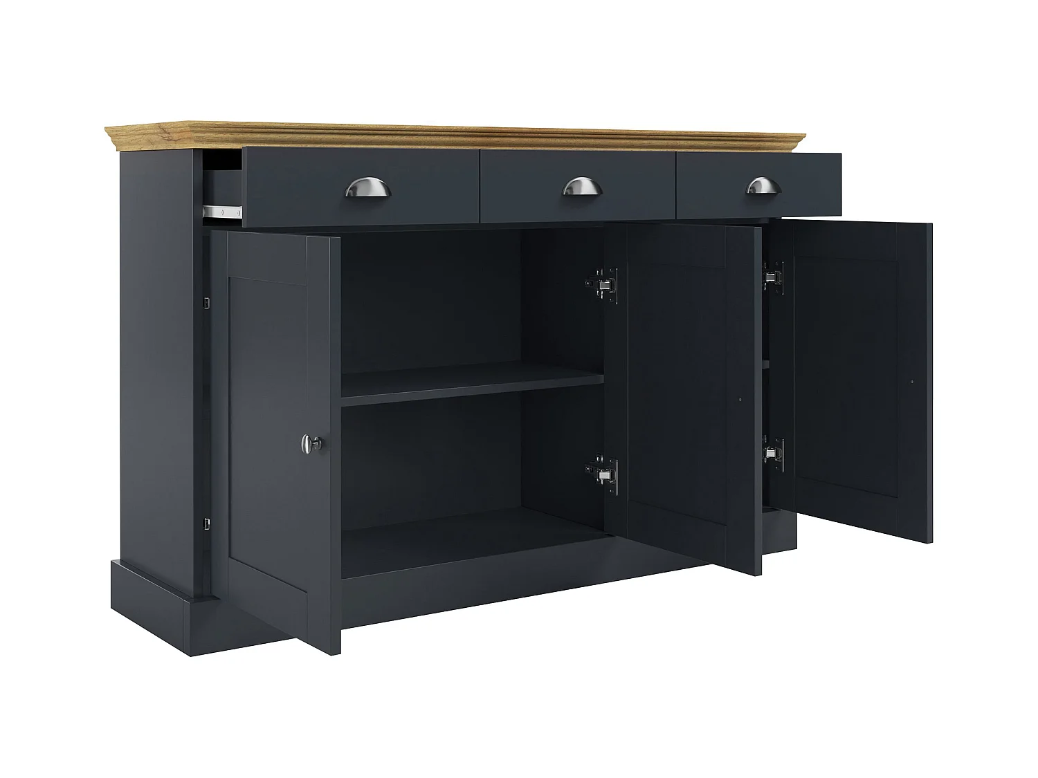 Motala | Buffet à 3 portes / 3 tiroirs en chêne aspect anthracite