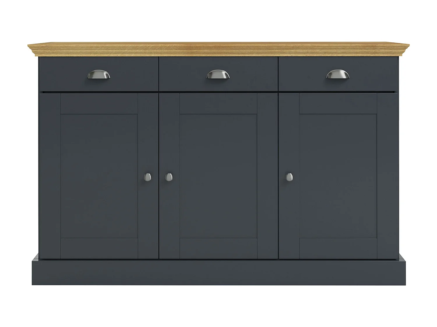 Motala | Buffet à 3 portes / 3 tiroirs en chêne aspect anthracite