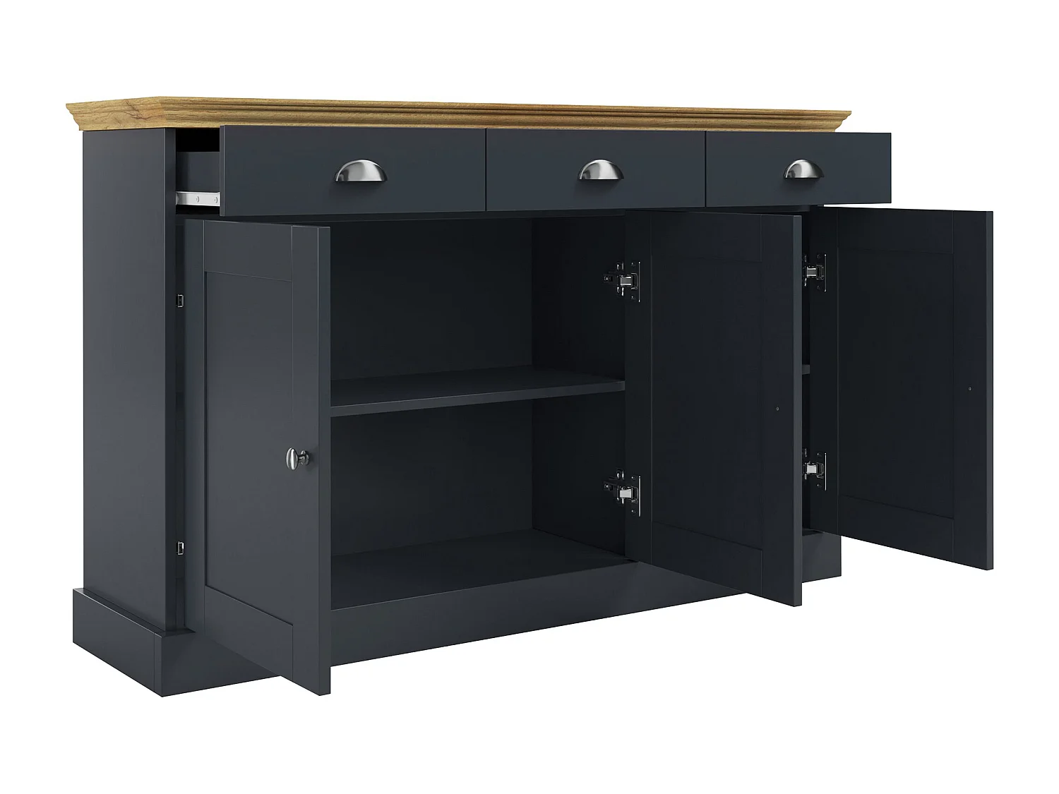 Motala | Buffet à 3 portes / 3 tiroirs en chêne aspect anthracite