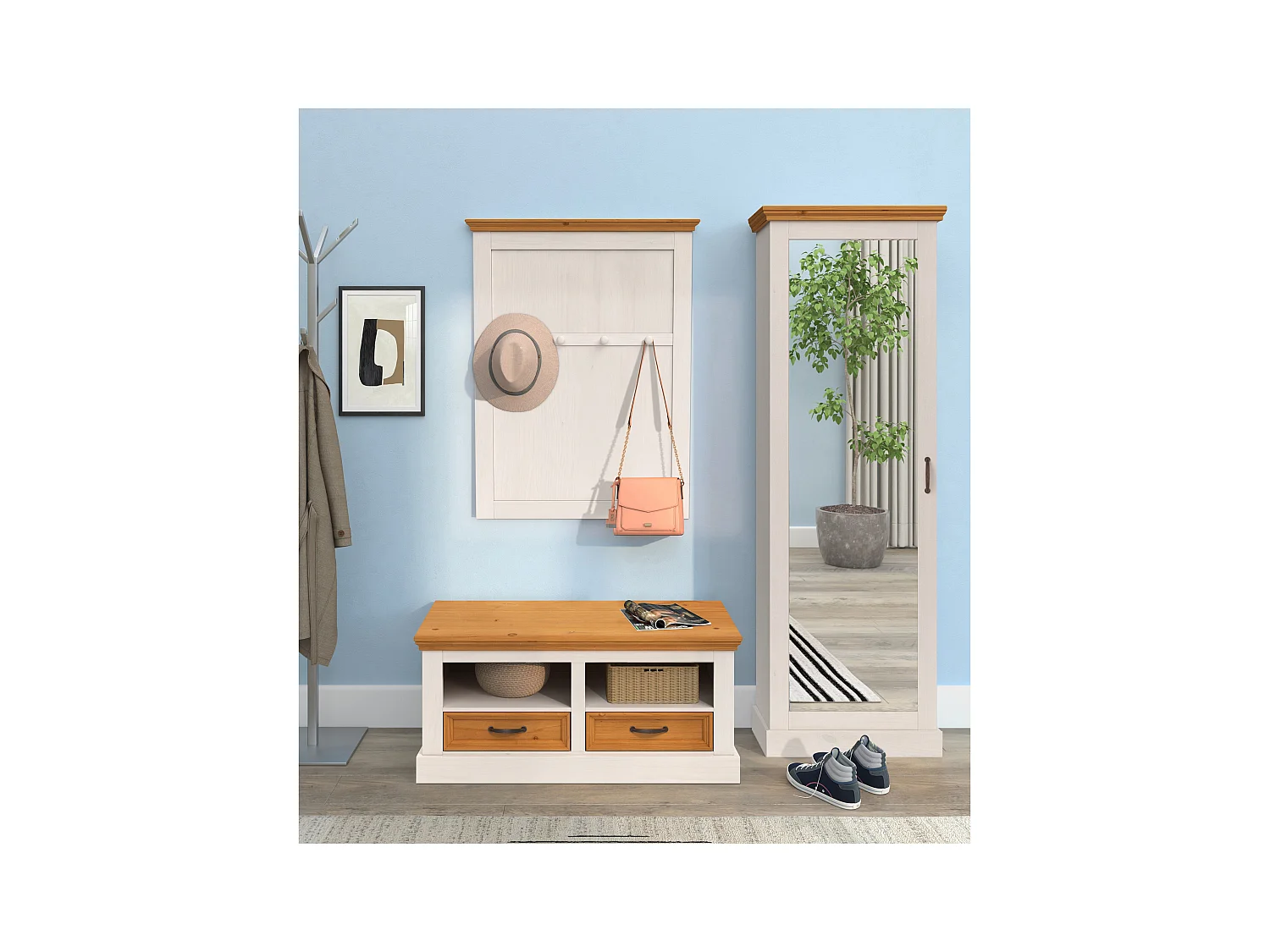 Selma-Paneel Wit en bevlekte was