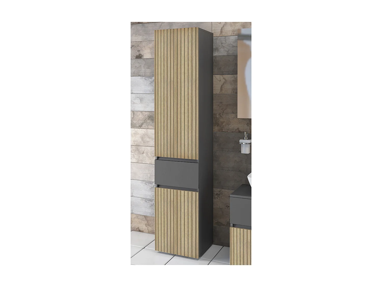 Wisla  | Meuble de salle de bain avec 2 portes en aspect bois anthracite