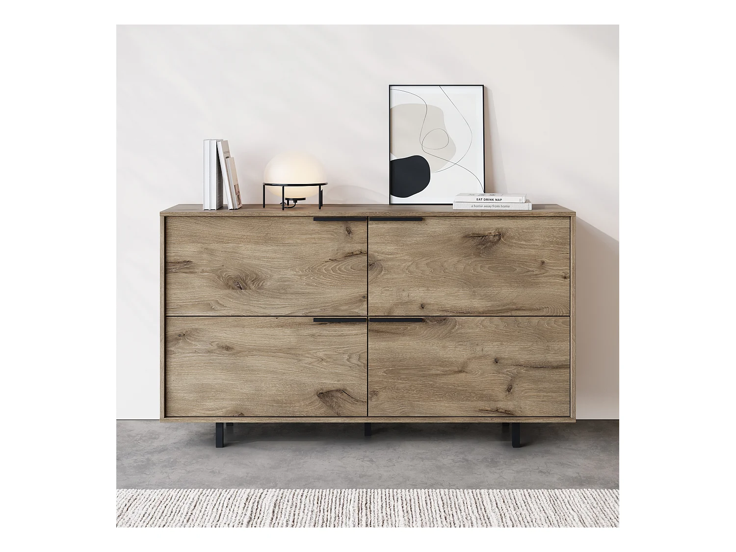 Alberto | Sideboard with 4 Flaps in Oak Look