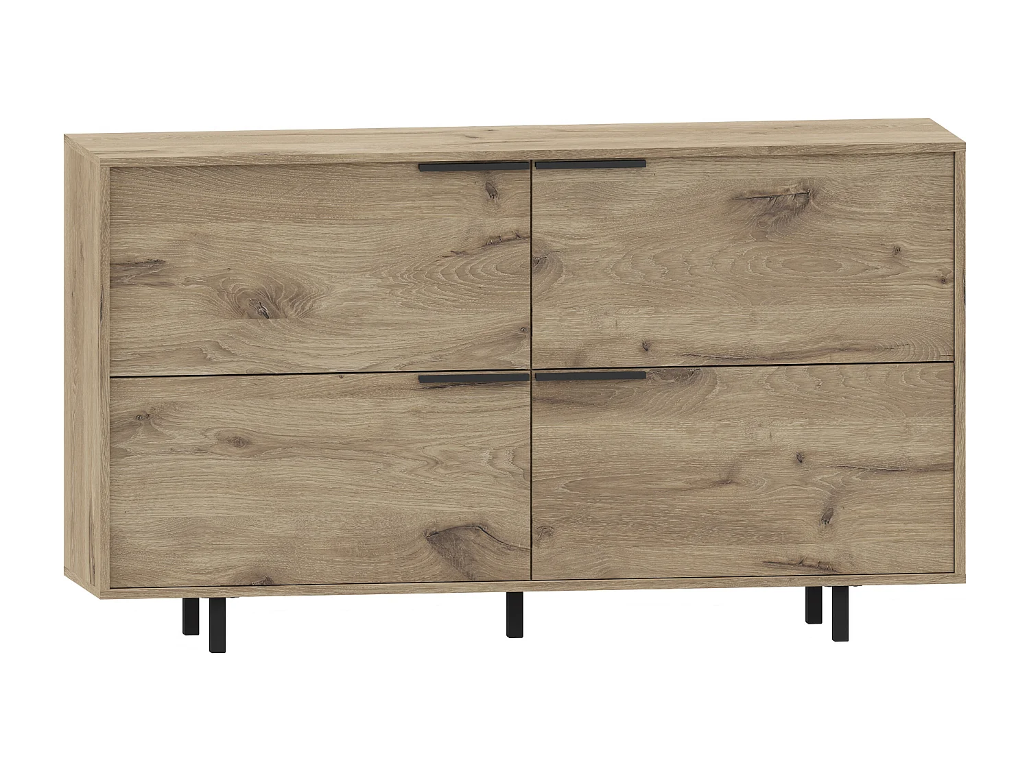 Alberto | Buffet à 4 Abattants en aspect chêne