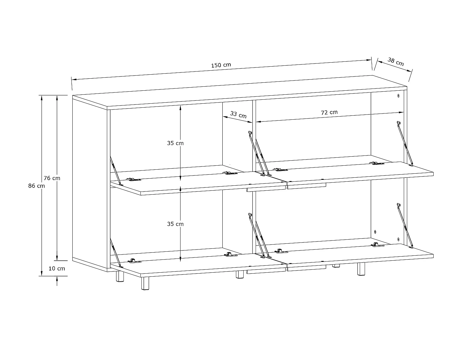 Alberto | Buffet à 4 Abattants en aspect chêne