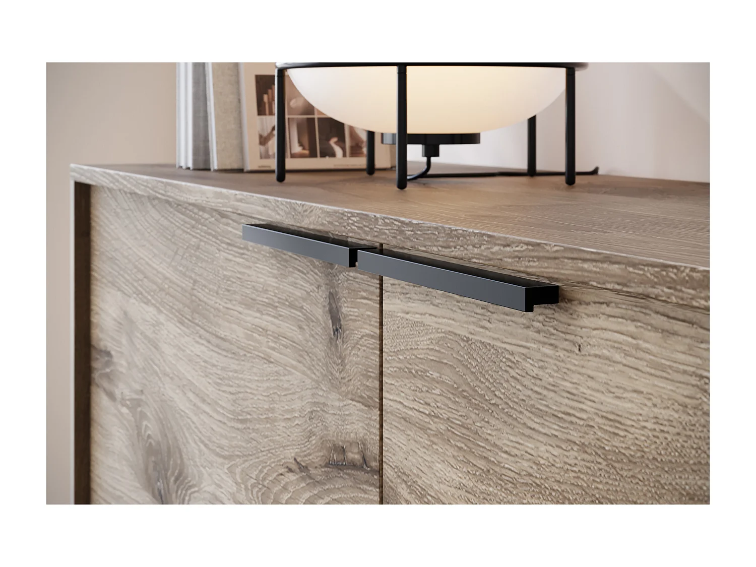 Alberto | Buffet à 4 Abattants en aspect chêne