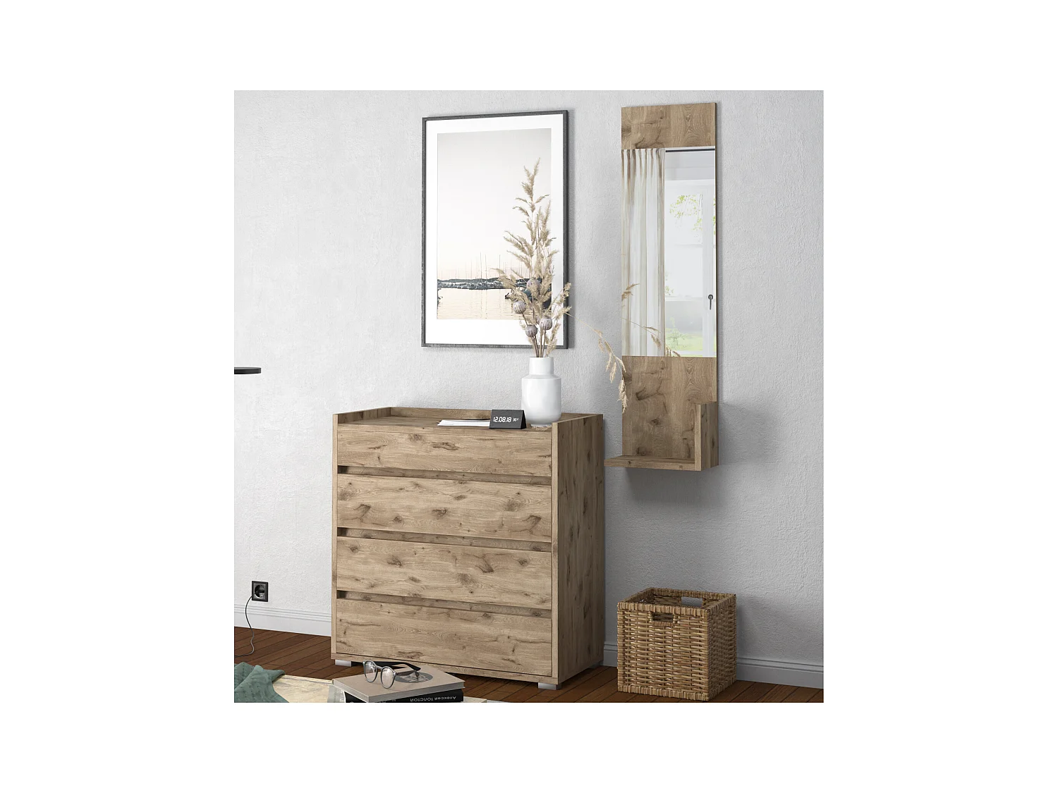 Kosmo-Spiegel met 1 plank in eiken look