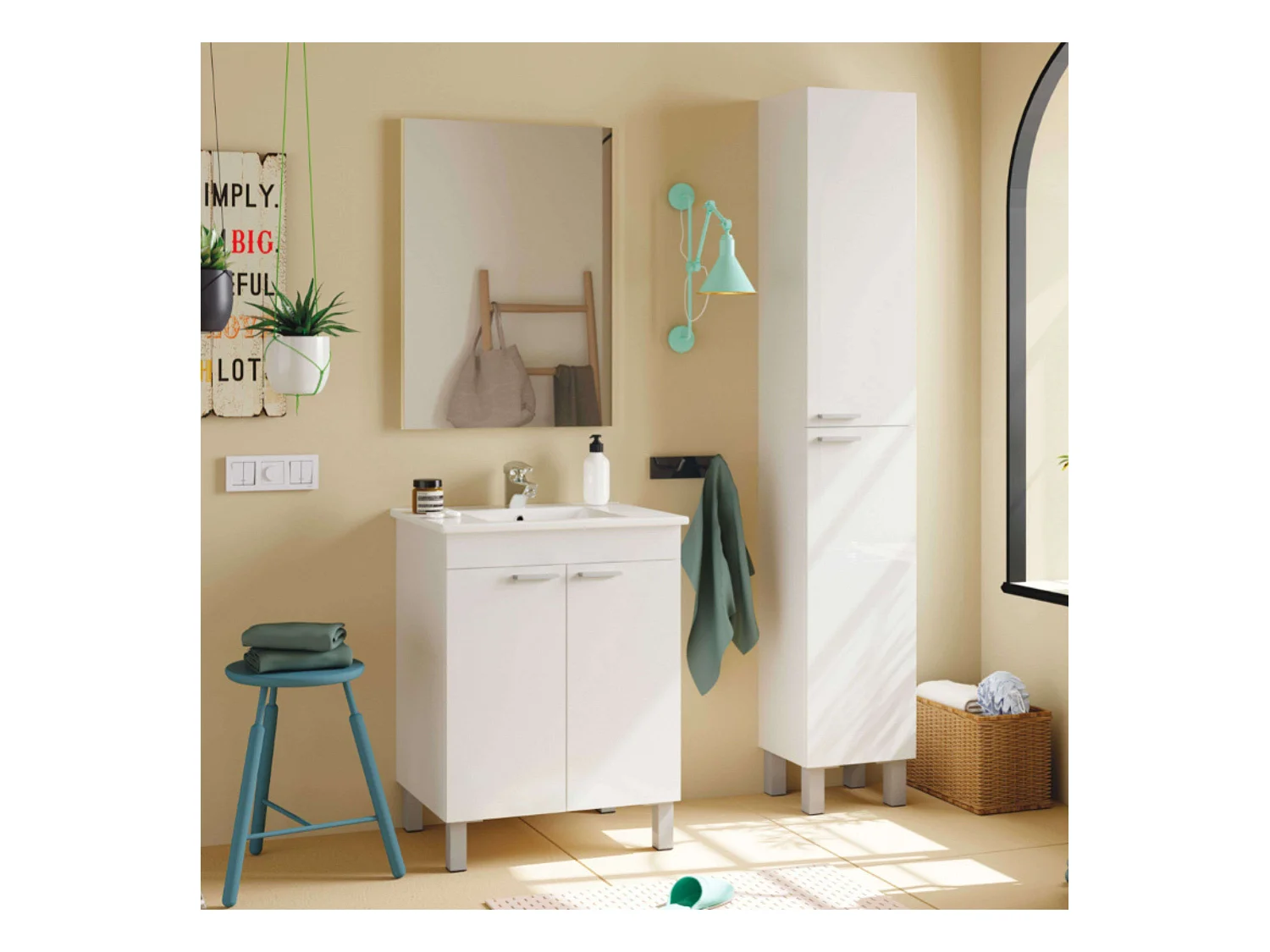 Pack Muebles Baño Amara Blanco Brillo Estilo Nórdico