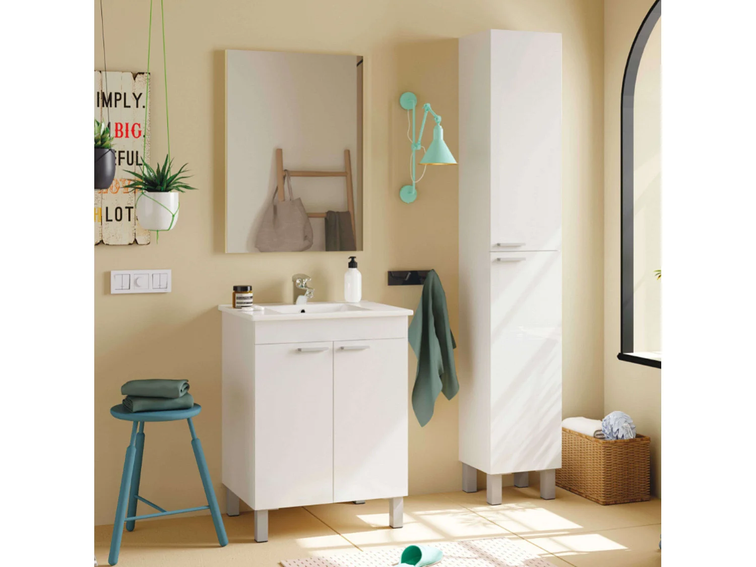 Pack Muebles Baño Amara Blanco Brillo Estilo Nórdico