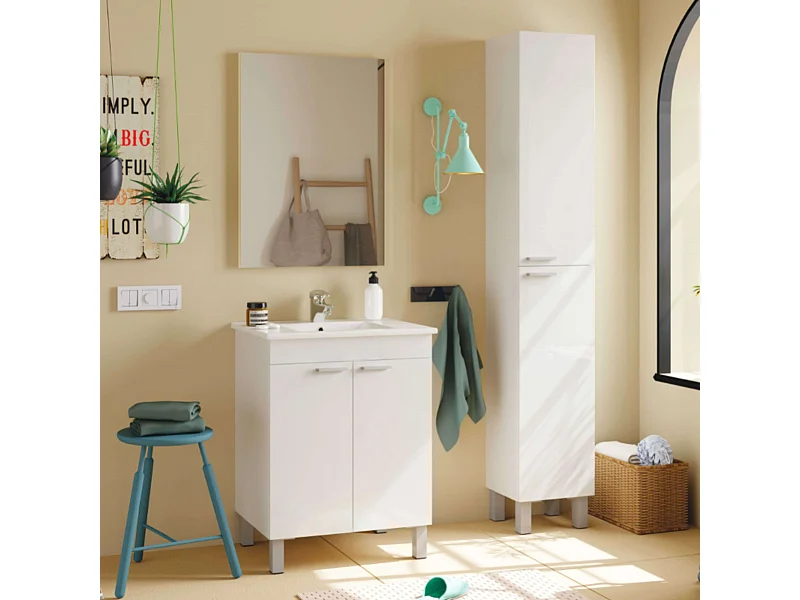 Pack Muebles Baño Amara Blanco Brillo Estilo Nórdico