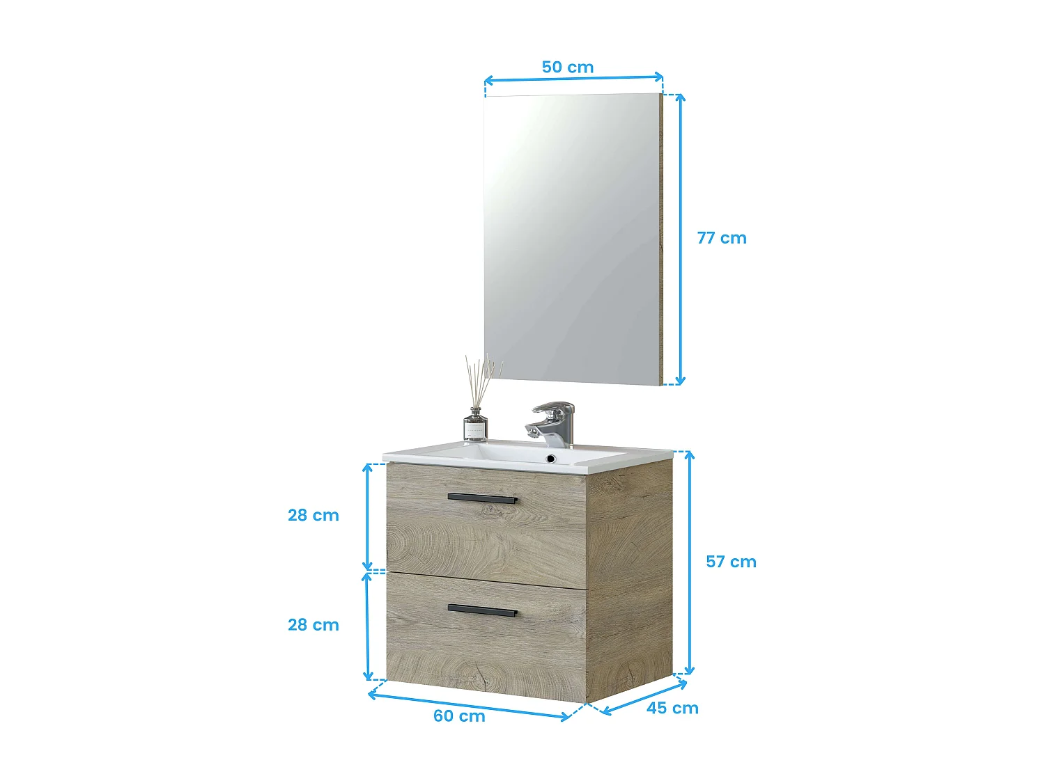 Pack Muebles Baño Aruba Melamina - Roble Alaska