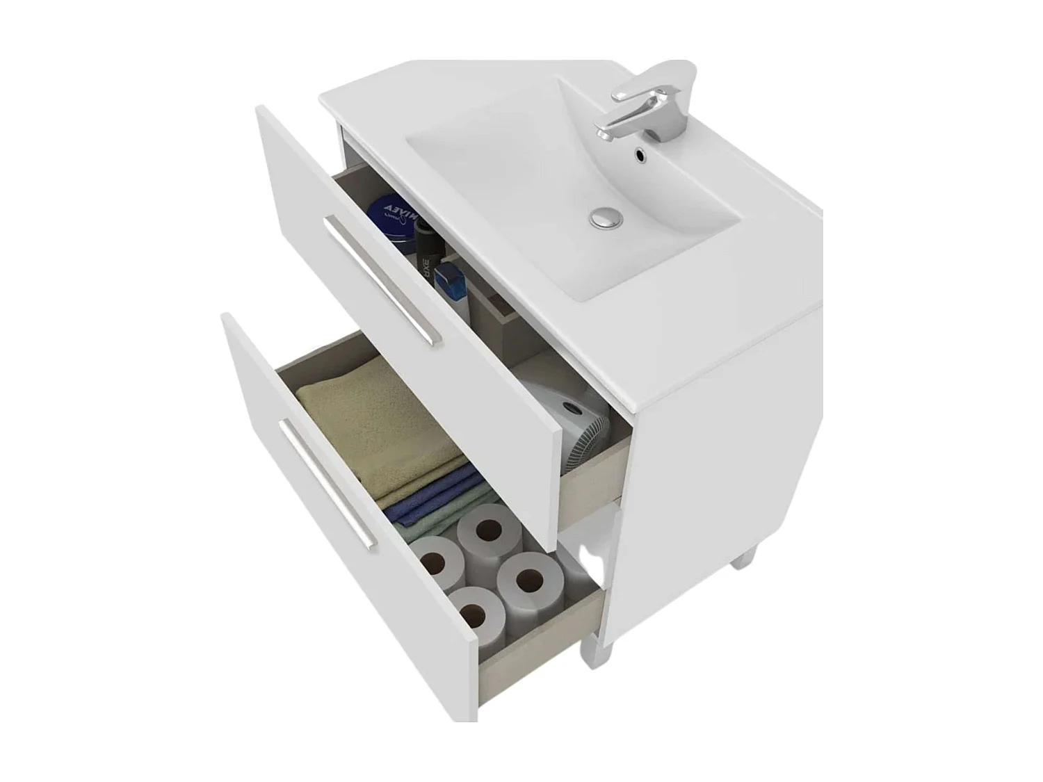 Pack Baño Melamina con Lavamanos + Espejo - Blanco