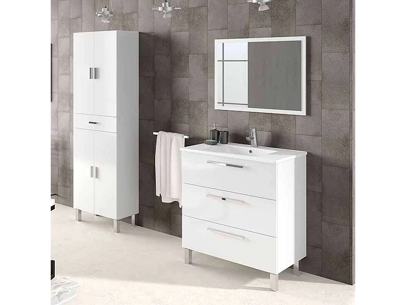 Pack Baño Melamina con Lavamanos + Espejo - Blanco