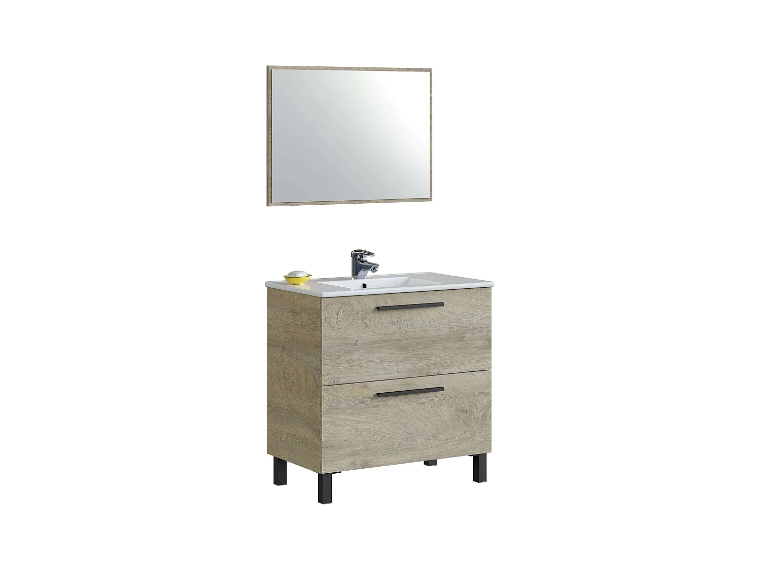 Pack Baño Athena Estilo Natural Roble Alaska: Mueble, Lavabo, Espejo, Columna