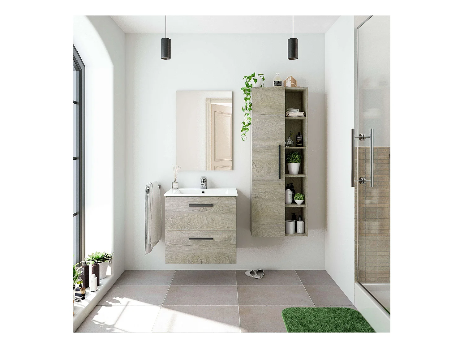 Pack Baño Aruba Mel. Aruba - Roble Alaska