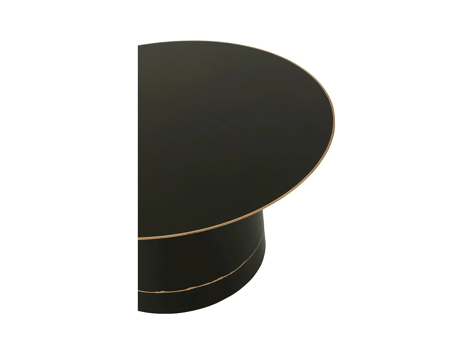 Table basse ronde cylindre noir bord doré design élégant