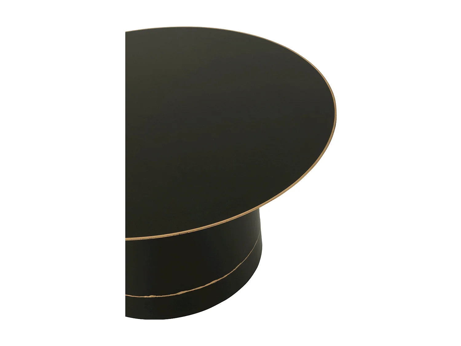 Table basse ronde cylindre noir bord doré design élégant