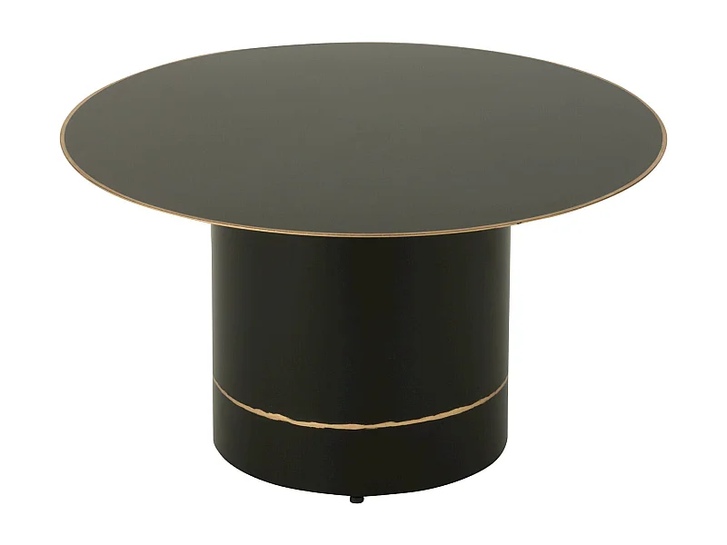 Table basse ronde métal noir bord doré design contemporain