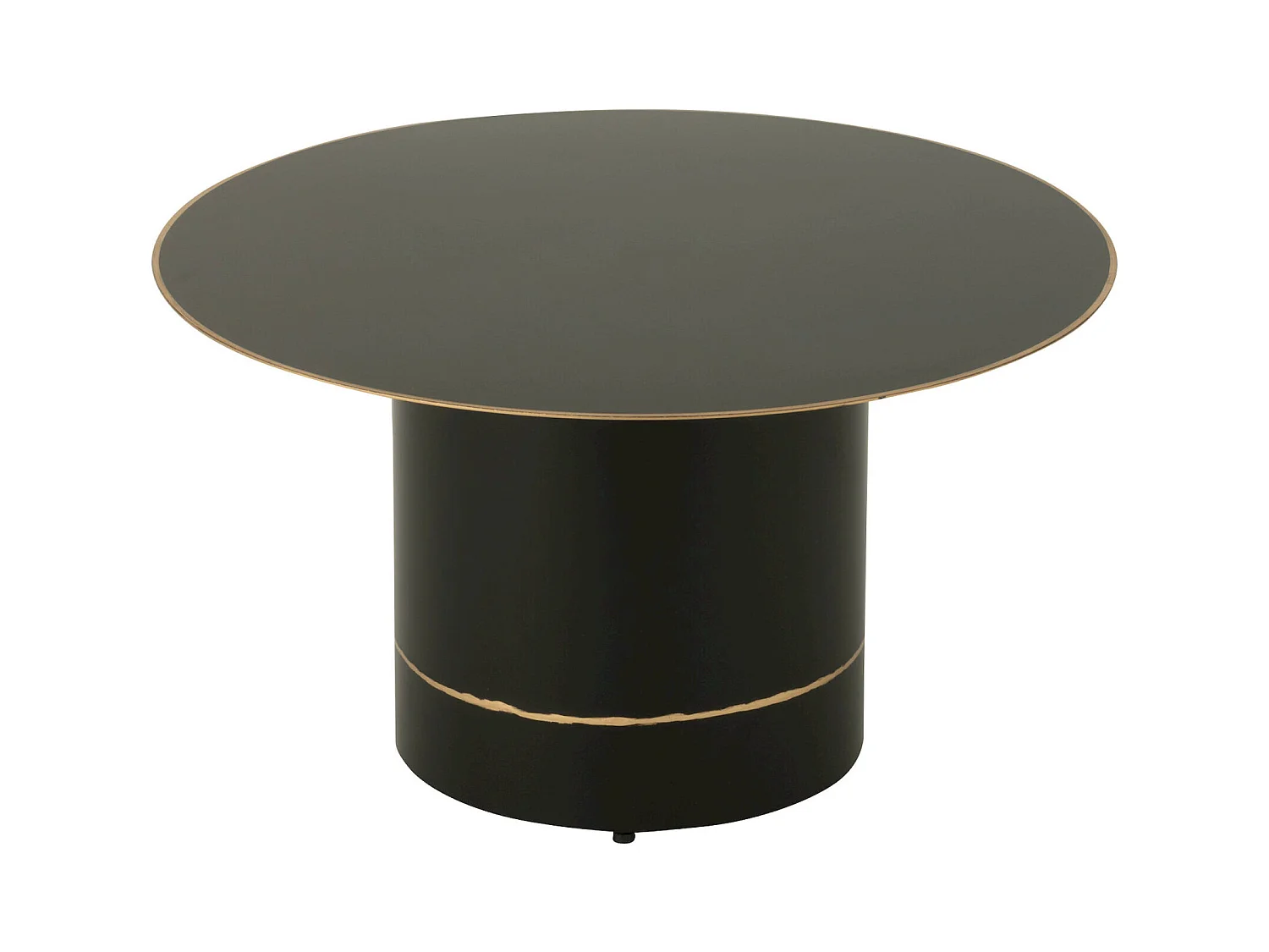 Table basse ronde métal noir bord doré design contemporain