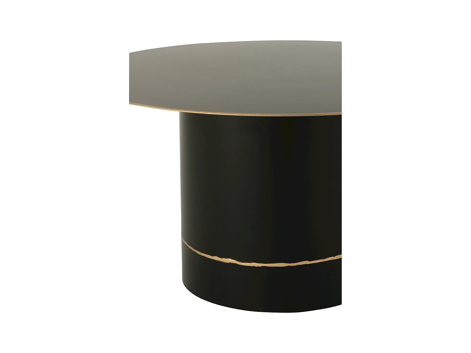 Table basse ronde métal noir bord doré design contemporain