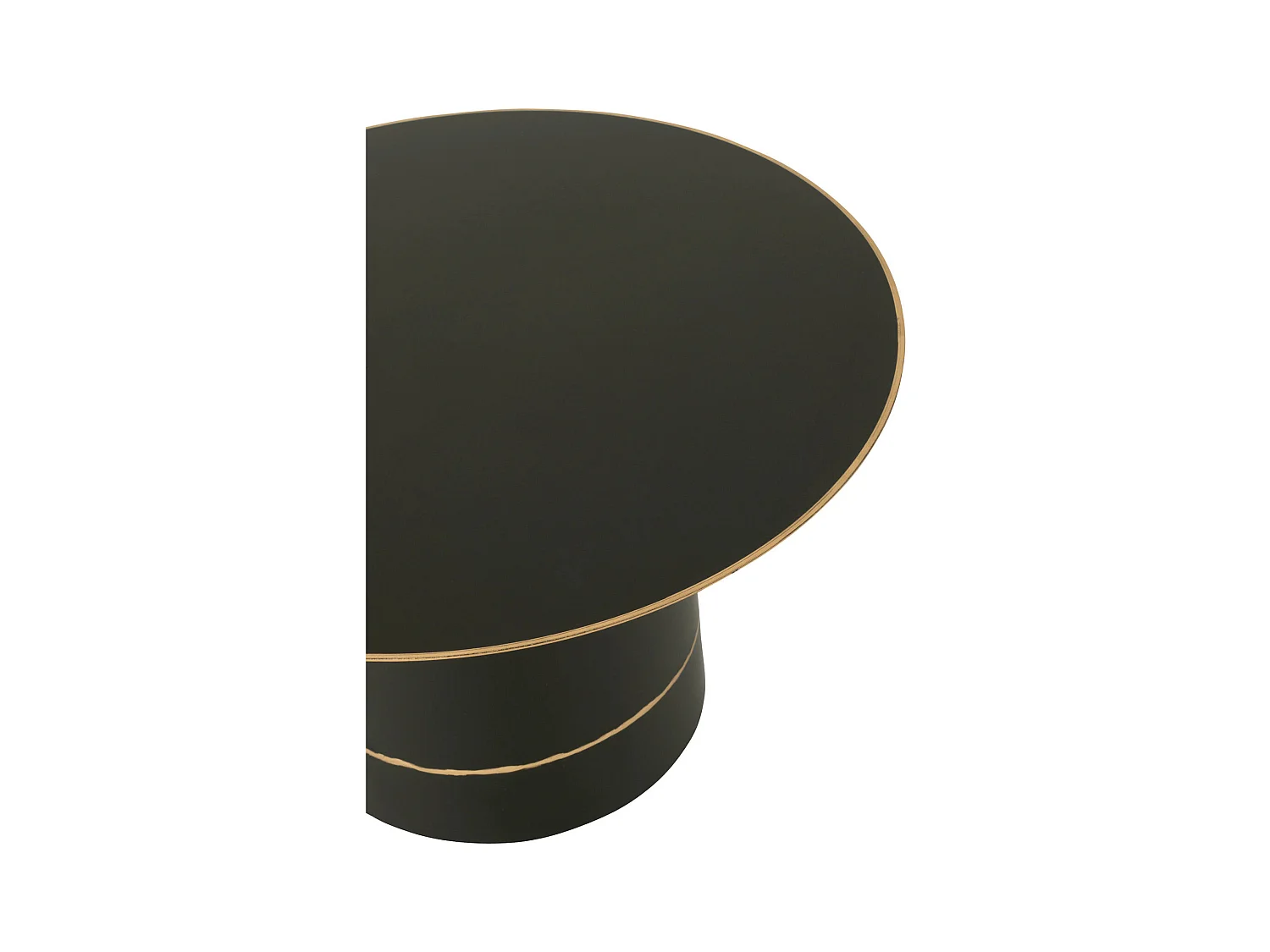 Table basse ronde métal noir bord doré design contemporain