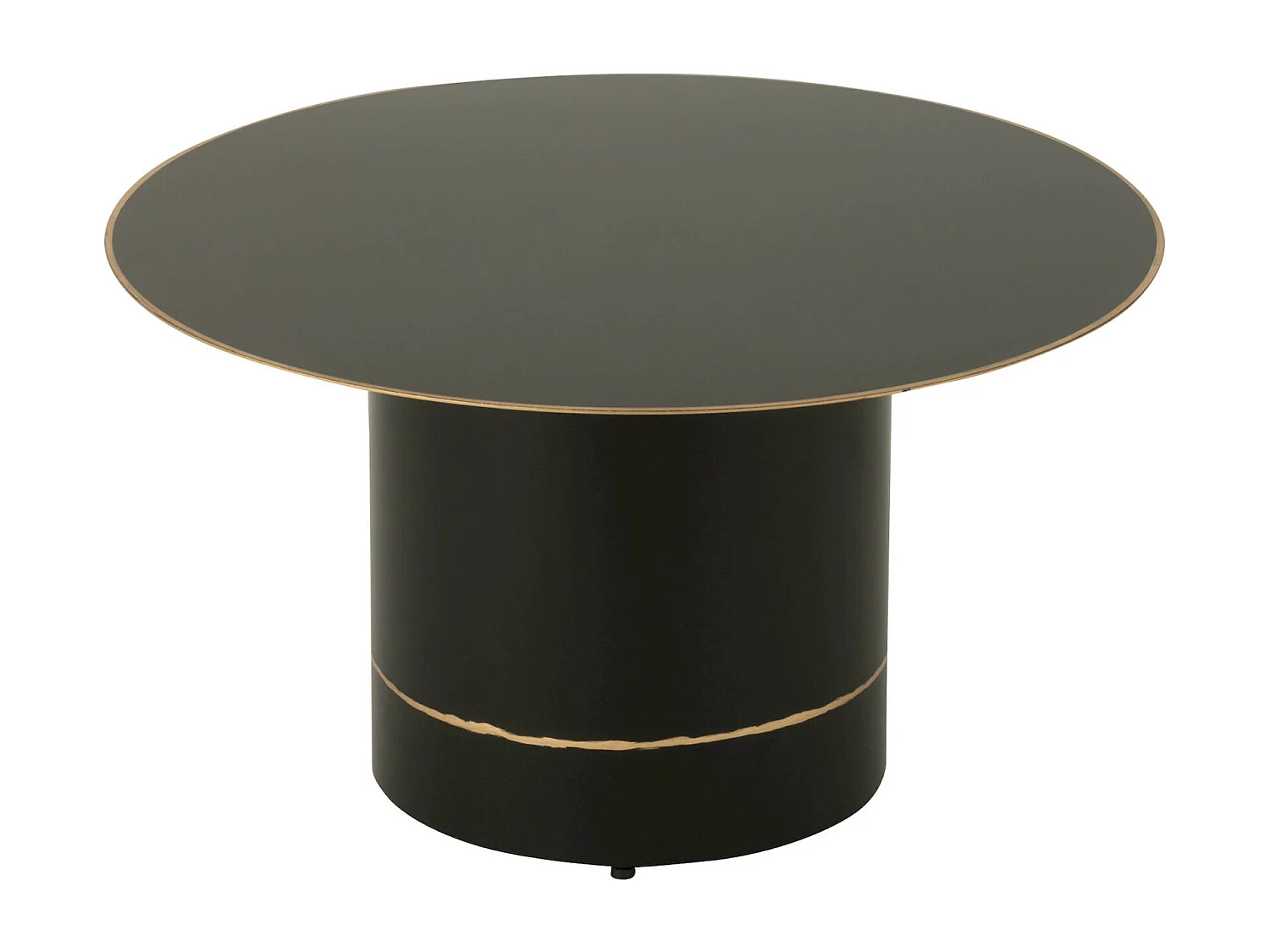 Table basse ronde métal noir bord doré design contemporain
