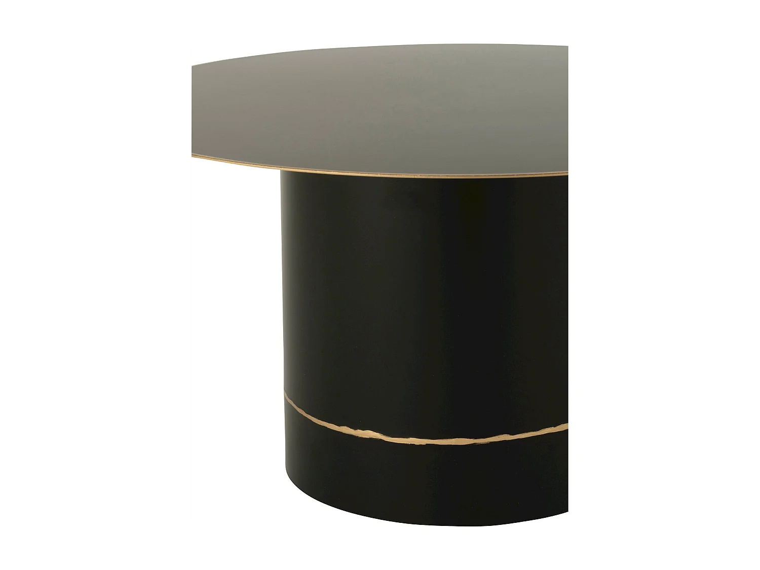 Table basse ronde métal noir bord doré design contemporain