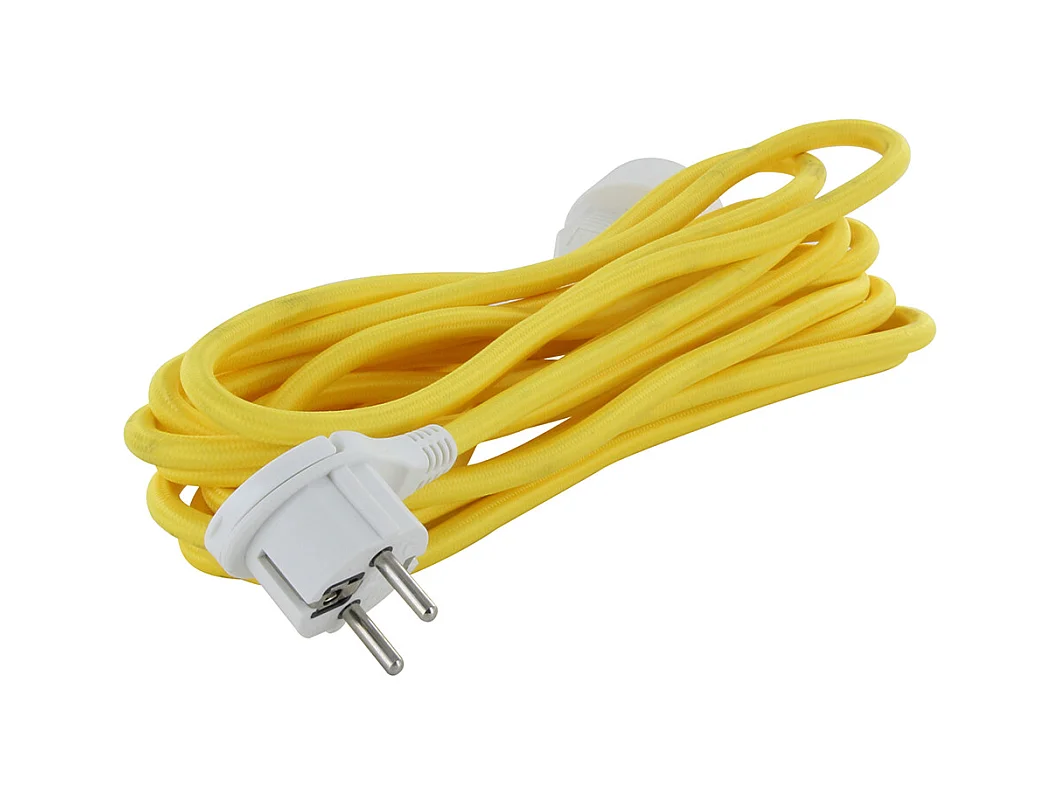 Cabo de extensão têxtil Schuko, plugue plano, 3m - verde - Chacon