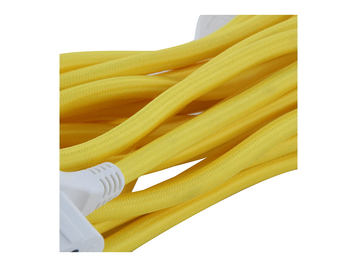 Cabo de extensão têxtil Schuko, plugue plano, 3m - verde - Chacon